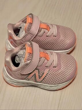 New Balance Kids Light Pink & Peach Velcro Sneakers